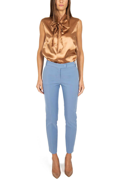 Ksenia - Pantalone Sigaretta Donna Azzurro Elegante
