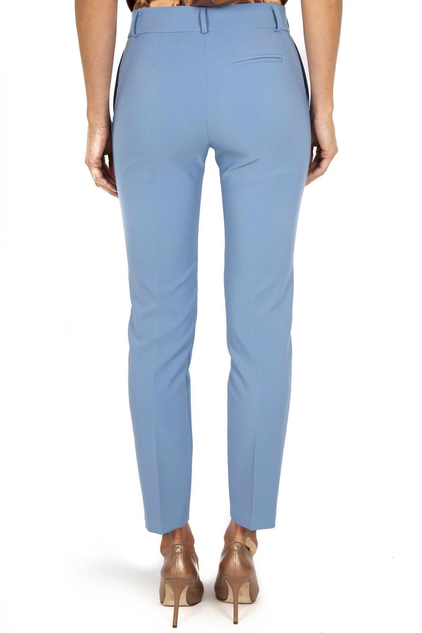 Ksenia - Pantalone Sigaretta Donna Azzurro Elegante