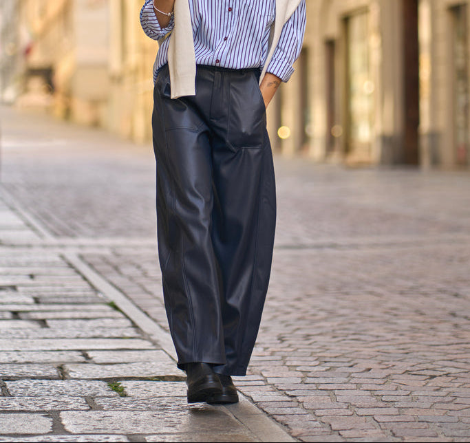 Quirenza - Pantalone Balloon Donna Ecopelle Moderno Elegante