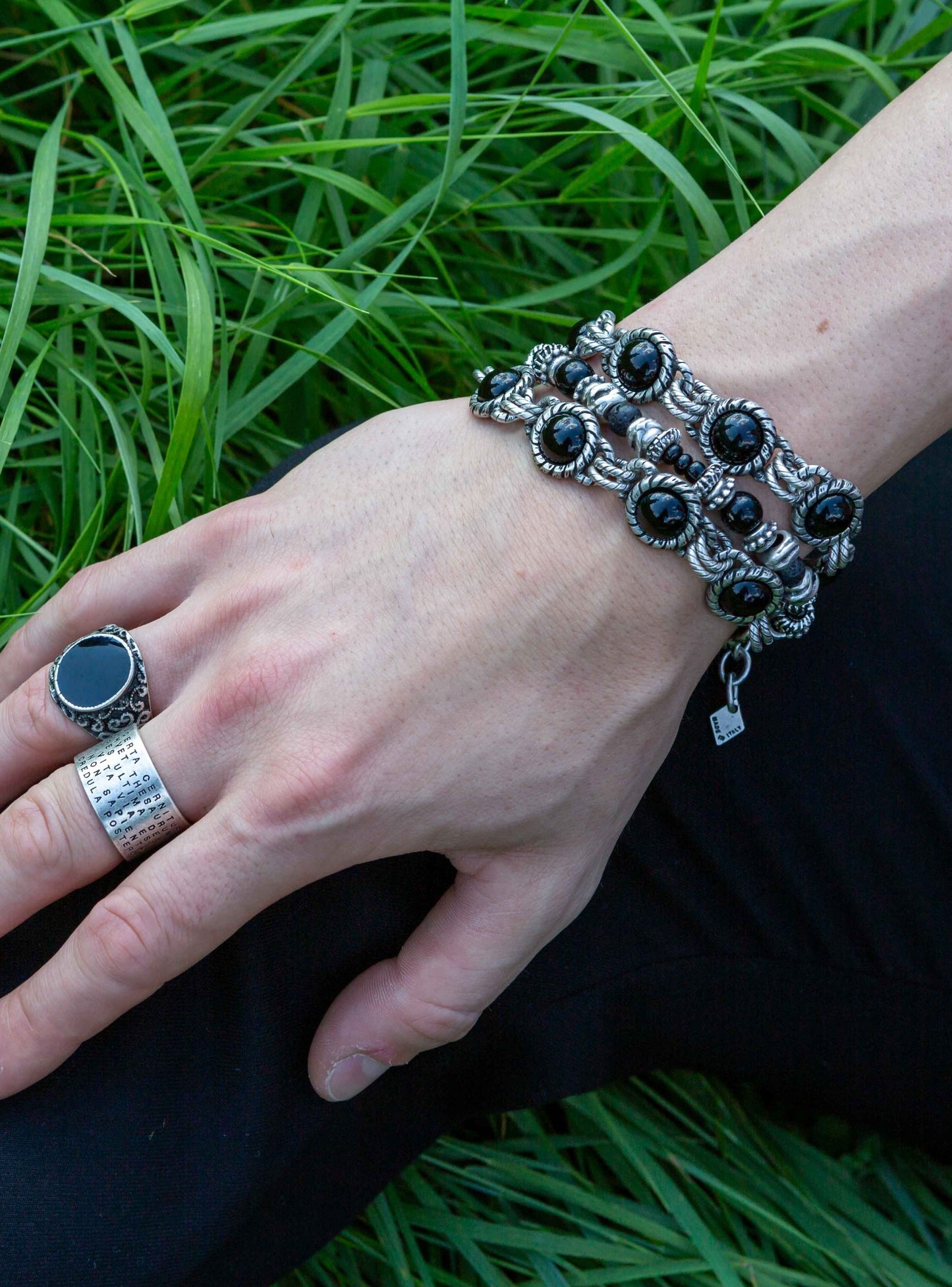 Prospero - Bracciale Nero Uomo Elegante Moderno