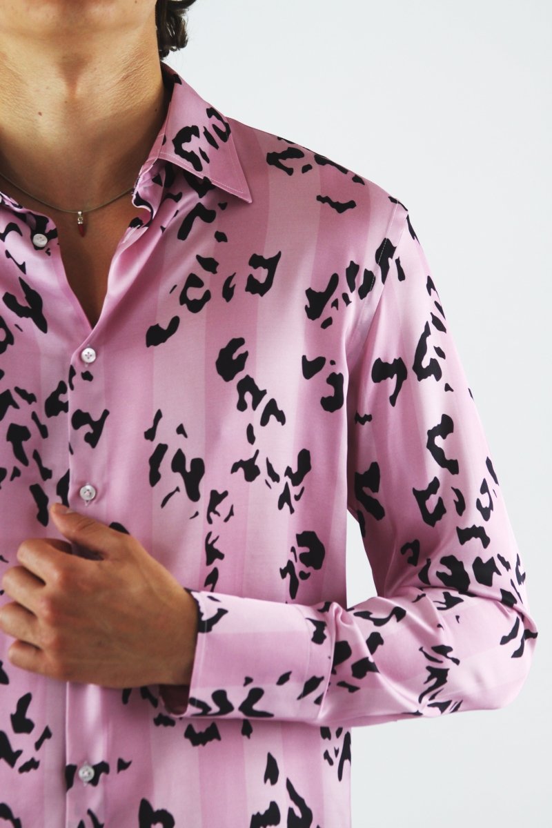 Raimundus - Camicia Uomo Rosa Moderna Stile Contemporaneo