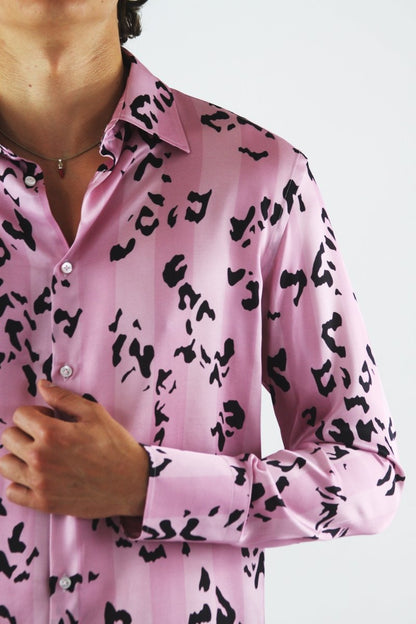Raimundus - Camicia Uomo Rosa Moderna Stile Contemporaneo