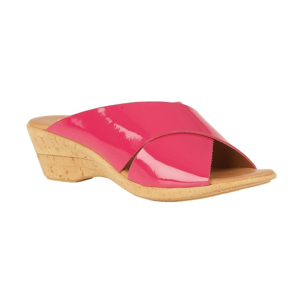 Stella - Sandali donna zeppa rosa lucida eleganti