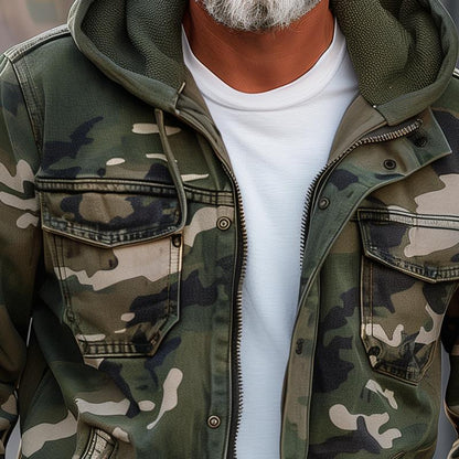 Ruggero - Giacca Cargo Uomo Camouflage Con Cappuccio