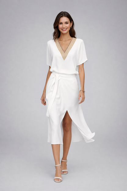 Diva – Abito Longuette Estivo Con Elegante Scollo A V