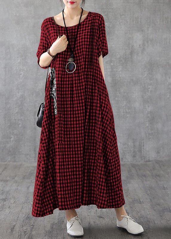Giulia - Abito Patchwork Nero Plaid Estivo Elegante