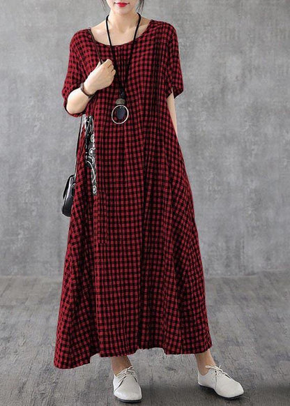 Giulia - Abito Patchwork Nero Plaid Estivo Elegante