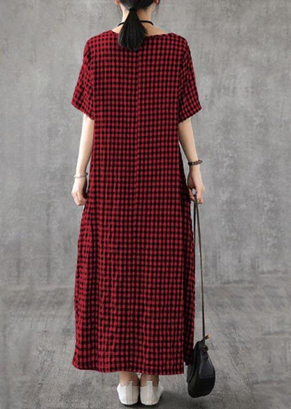 Giulia - Abito Patchwork Nero Plaid Estivo Elegante
