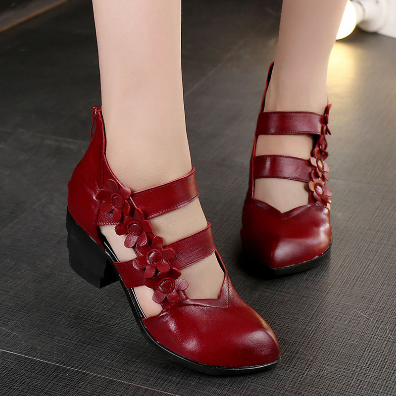 Matisa – Sandali Donna Estivi con Zeppa in Pelle Floreale Retro