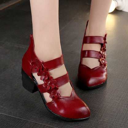 Matisa – Sandali Donna Estivi con Zeppa in Pelle Floreale Retro
