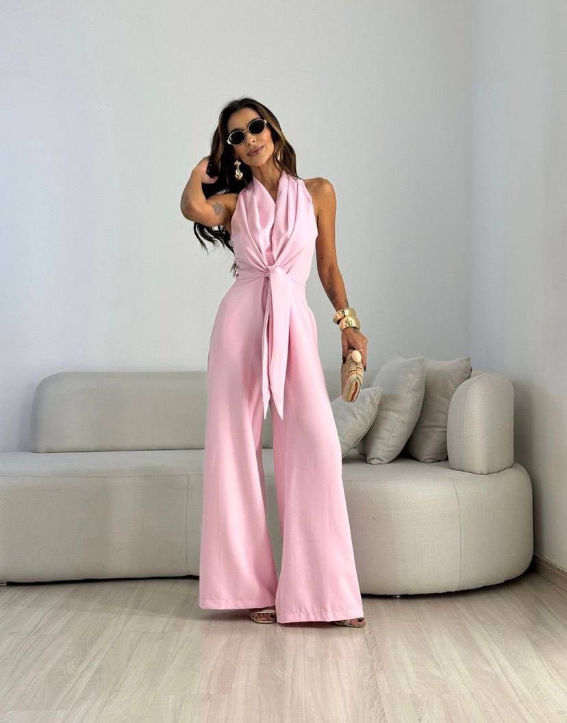 Nicolina - Tuta Donna Elegante Gamba Larga Drappeggiata