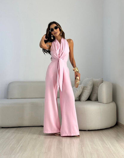 Nicolina - Tuta Donna Elegante Gamba Larga Drappeggiata