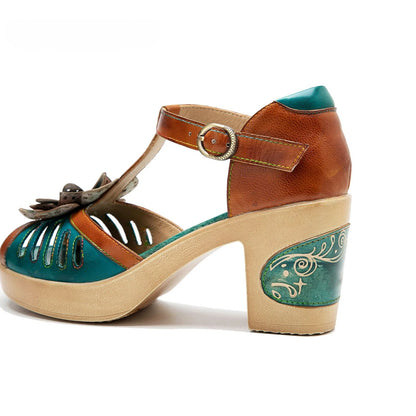 Rexia - Sandali Donna Bocca di Pesce Fiori Vintage Artigianali