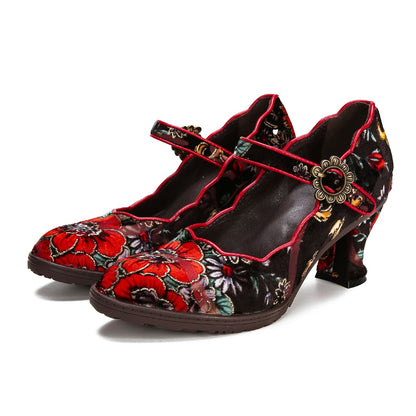 Rimae - Scarpe Pumps Ricamate Retro Eleganti Donna