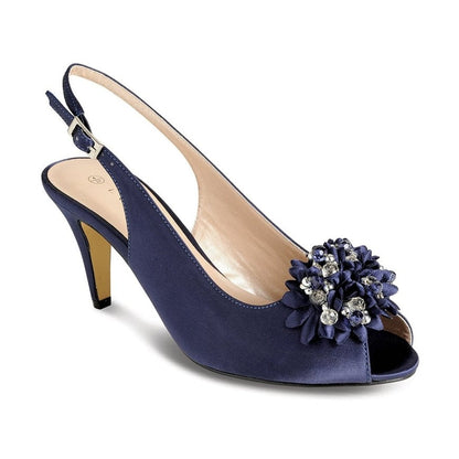 Severina - Scarpe donna slingback blu navy cerimonia eleganti