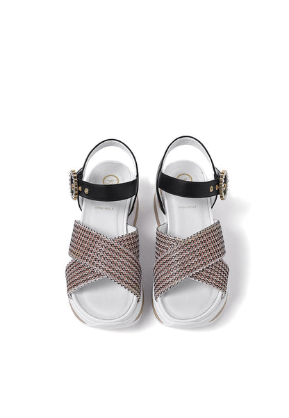 Renza - Sandali con zeppa plateau in ecopelle donna