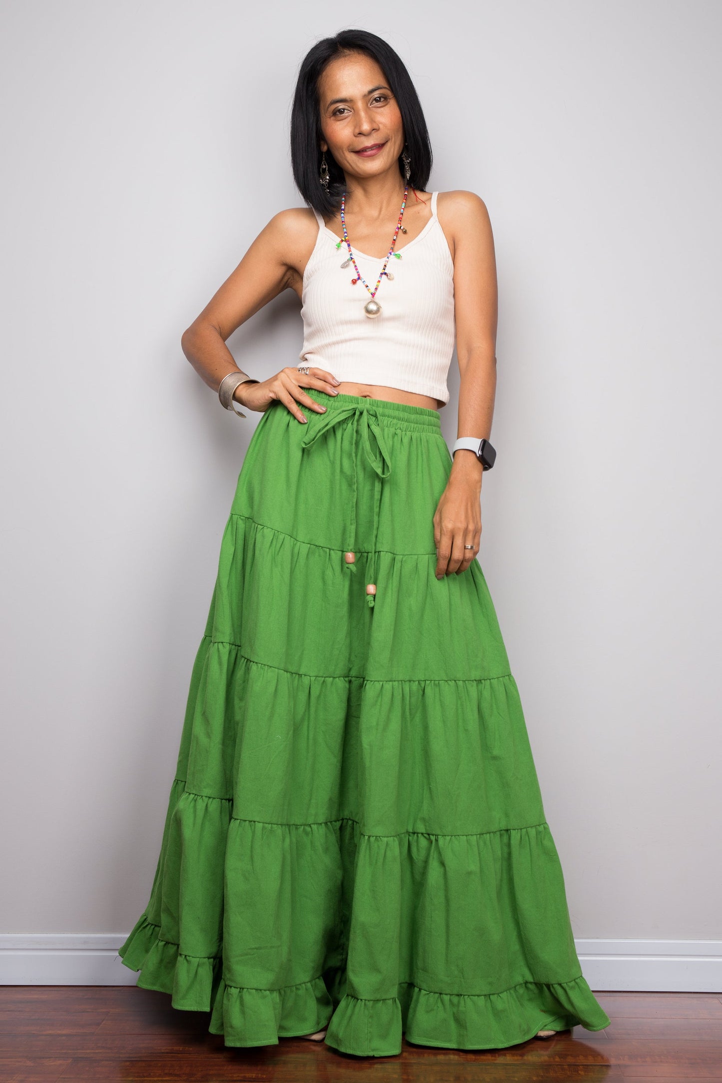 Marsita – Gonna Maxi Contadina a Balze Verde
