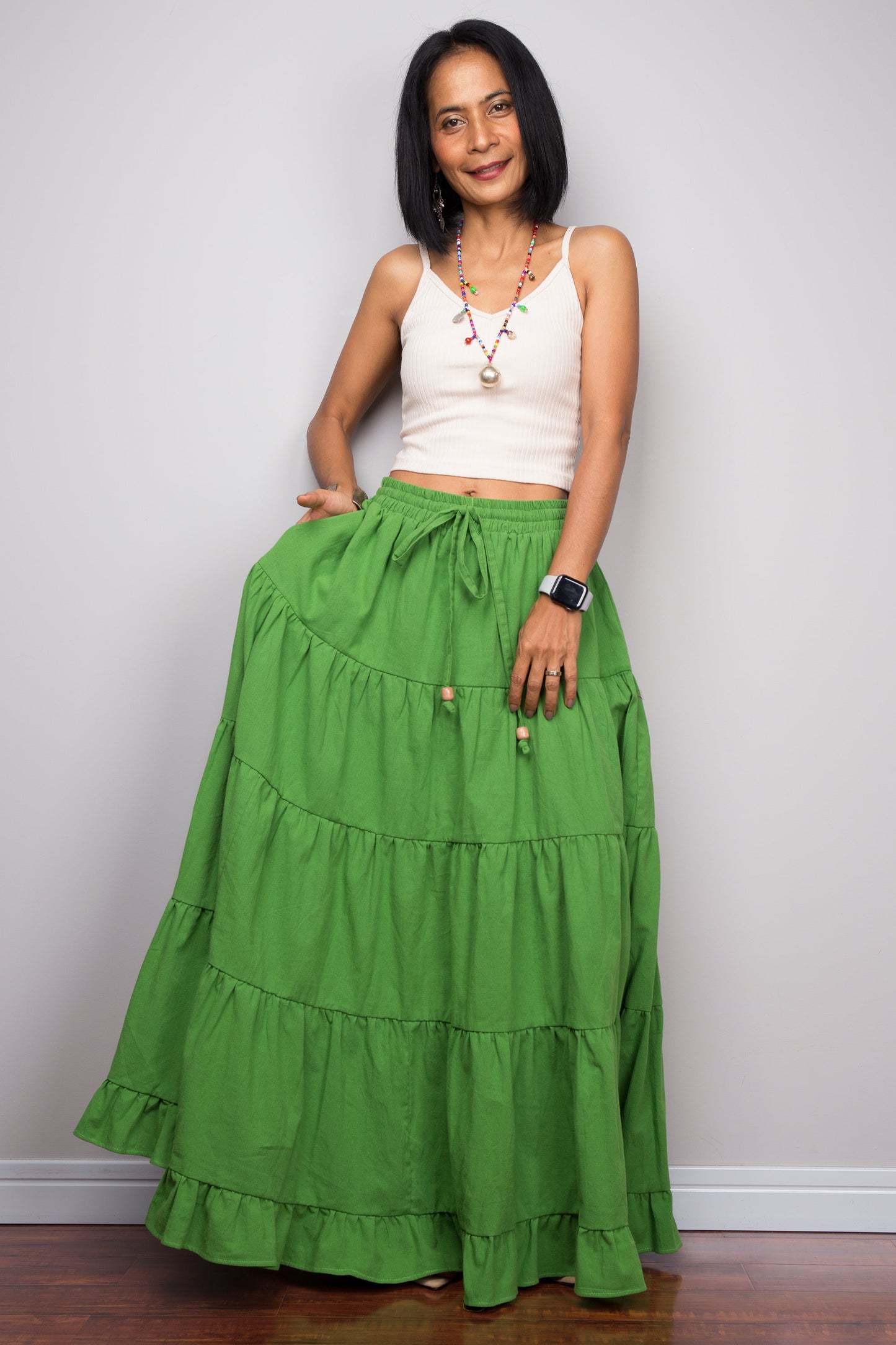 Marsita – Gonna Maxi Contadina a Balze Verde