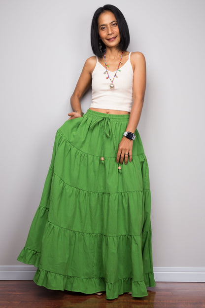 Marsita – Gonna Maxi Contadina a Balze Verde
