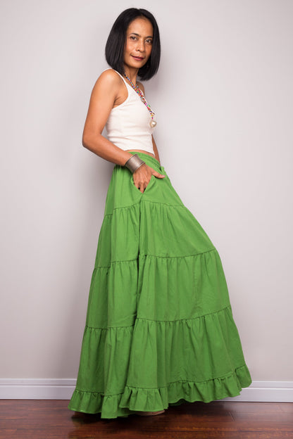Marsita – Gonna Maxi Contadina a Balze Verde