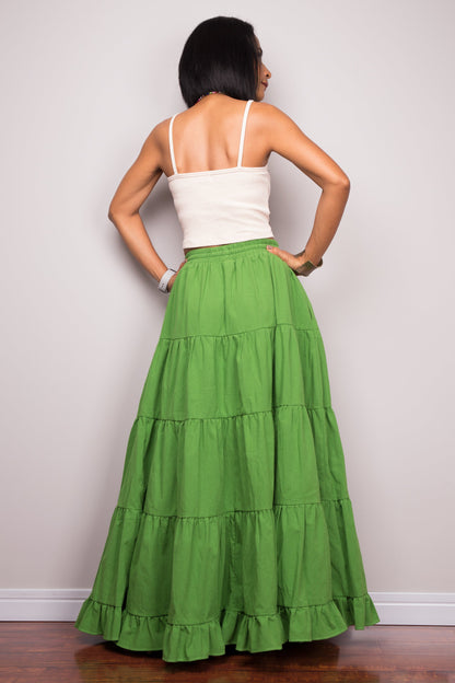 Marsita – Gonna Maxi Contadina a Balze Verde