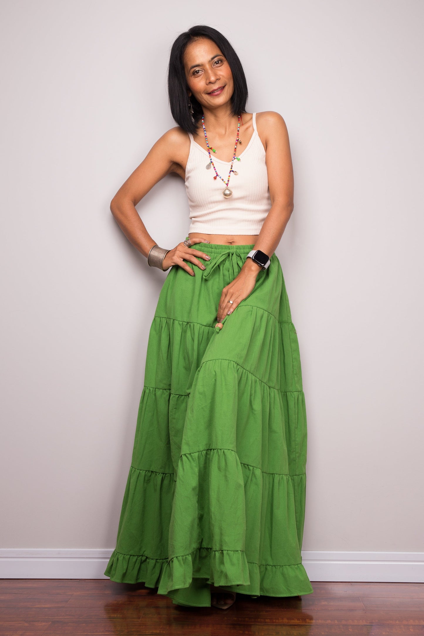 Marsita – Gonna Maxi Contadina a Balze Verde