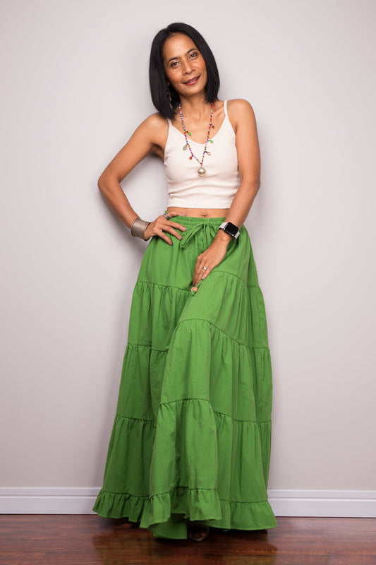 Marsita – Gonna Maxi Contadina a Balze Verde