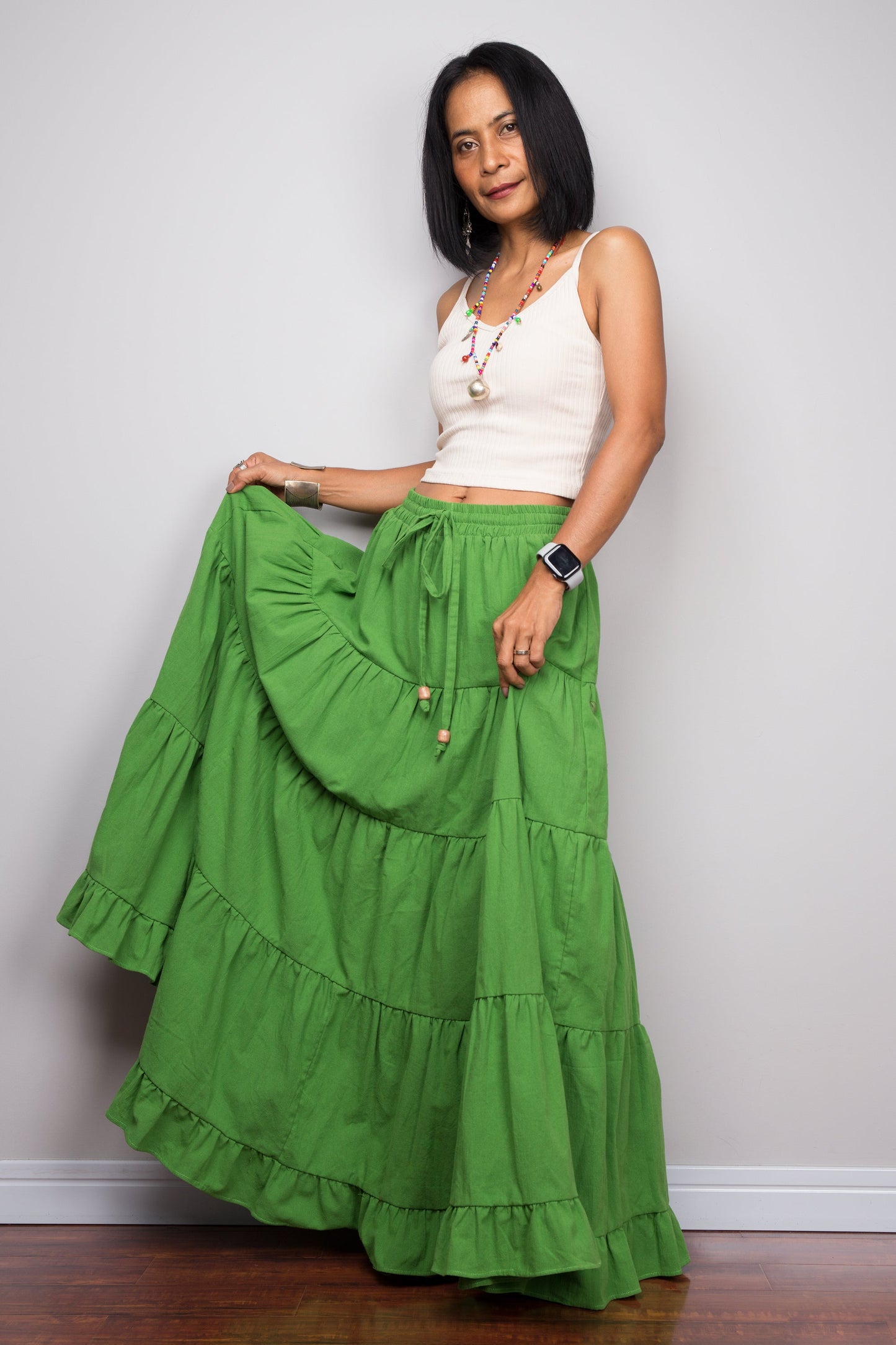 Marsita – Gonna Maxi Contadina a Balze Verde