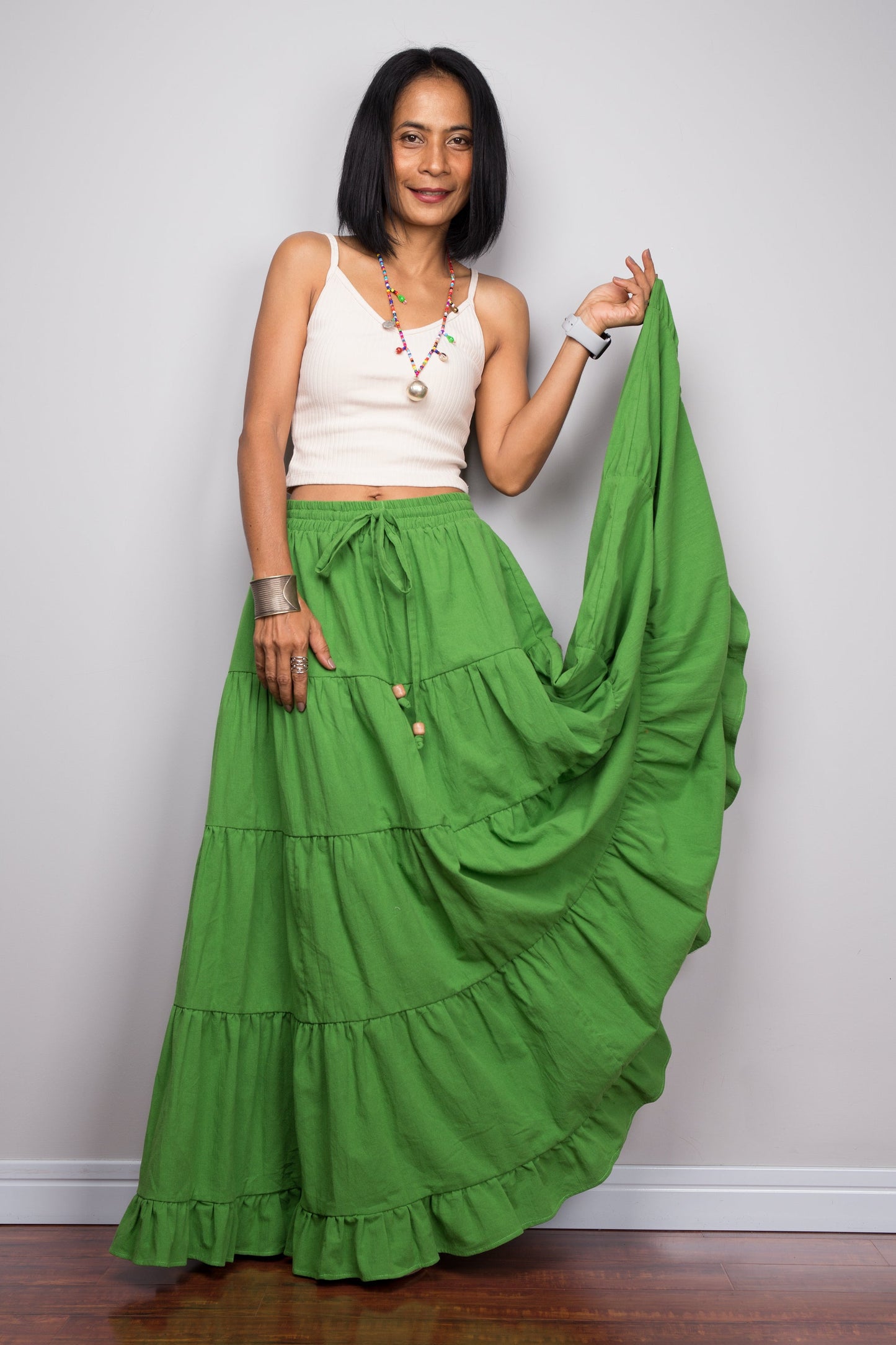 Marsita – Gonna Maxi Contadina a Balze Verde