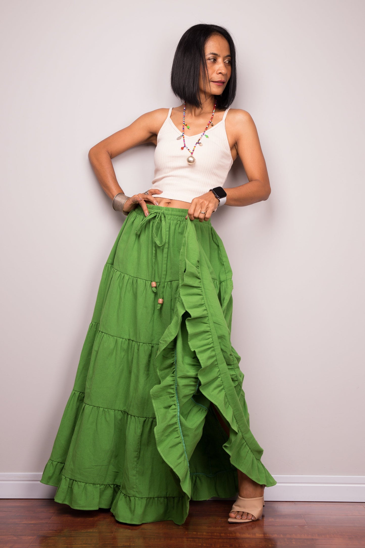 Marsita – Gonna Maxi Contadina a Balze Verde