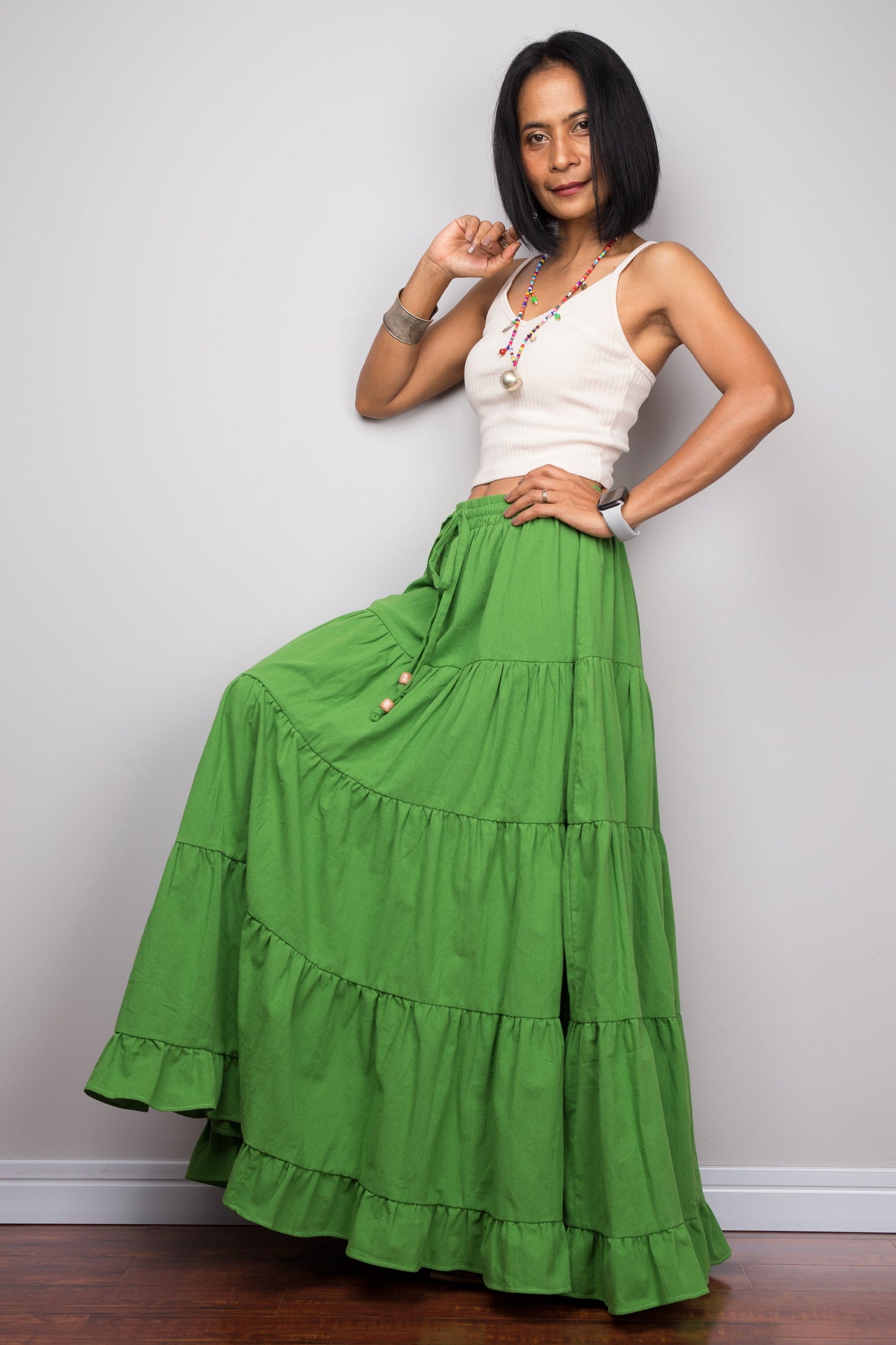Marsita – Gonna Maxi Contadina a Balze Verde
