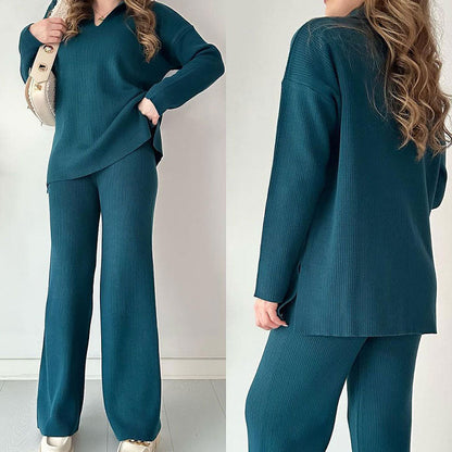 Irene – Completo Due Pezzi in Maglia Scollo a V