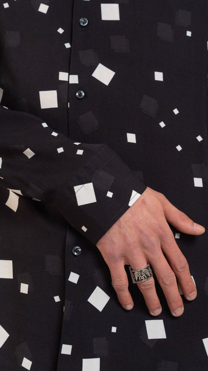 Roderic - Camicia Uomo Nera Elegante Moderna Essenziale
