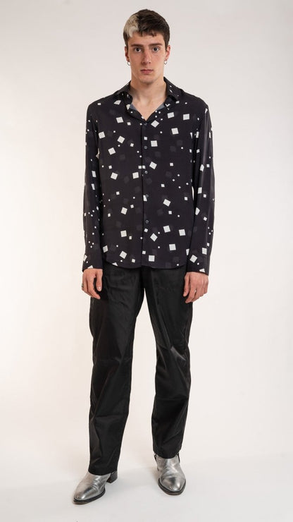 Roderic - Camicia Uomo Nera Elegante Moderna Essenziale