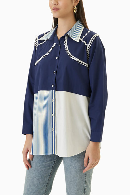 Raffa - Camicia Serena Donna Blu Elegante Moderna