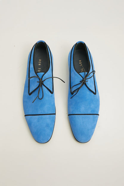 Lorisandro - Scarpe Derby Uomo Eleganti Azzurro Formale