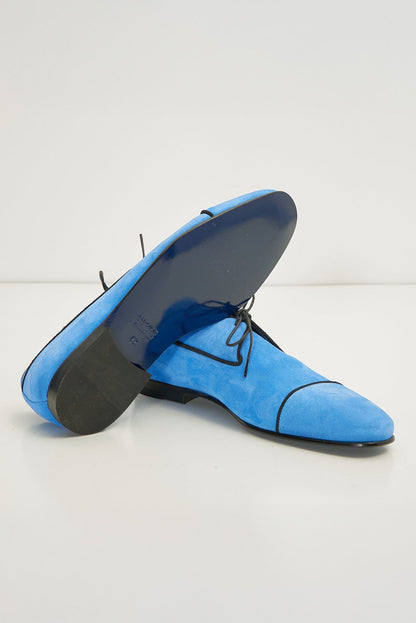 Lorisandro - Scarpe Derby Uomo Eleganti Azzurro Formale