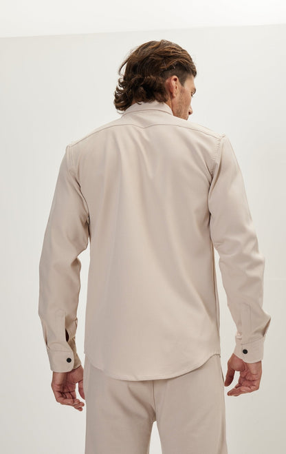 Andrea - Camicia Abbottonata Tono su Tono Stone