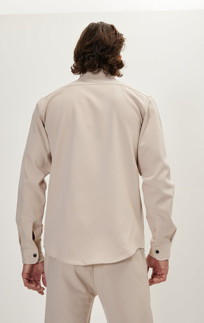 Andrea - Camicia Abbottonata Tono su Tono Stone