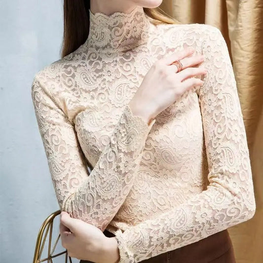 Milena - Top in Pizzo Donna Maniche Lunghe Elegante