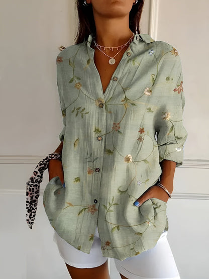 Eugenia - Blusa donna bottoni stampa moderna versatile