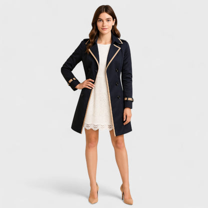 Concetta - Trench Doppiopetto Donna Dettagli a Contrasto