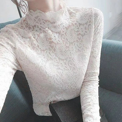 Milena - Top in Pizzo Donna Maniche Lunghe Elegante