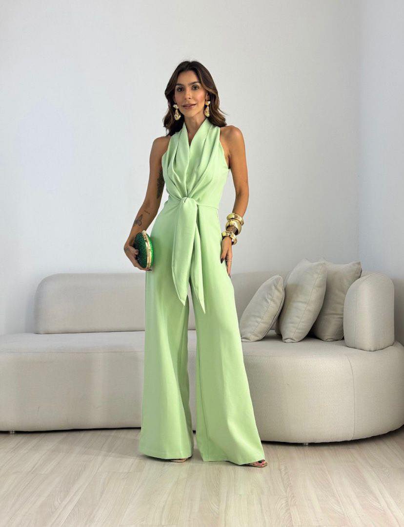 Nicolina - Tuta Donna Elegante Gamba Larga Drappeggiata
