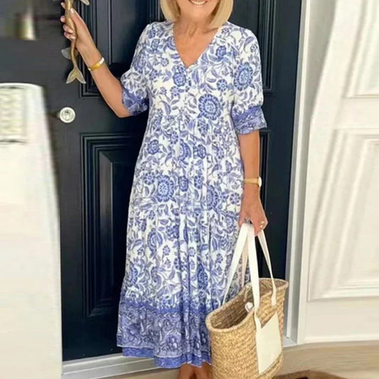 Amelia – Abito Maxi Bohémien Con Scollo A V