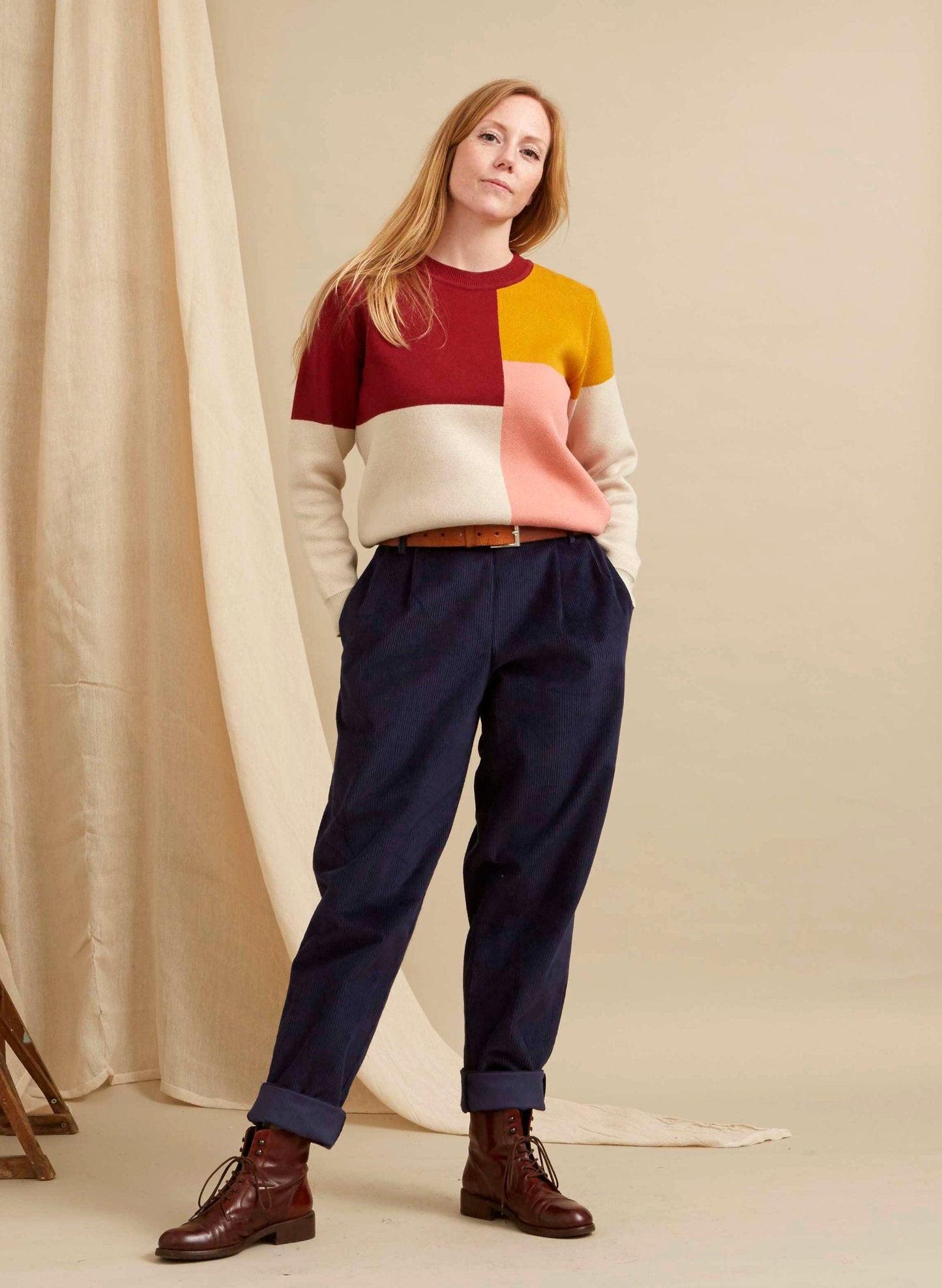 Rosari - Pantaloni Donna Navy a Coste Eleganti Moderni
