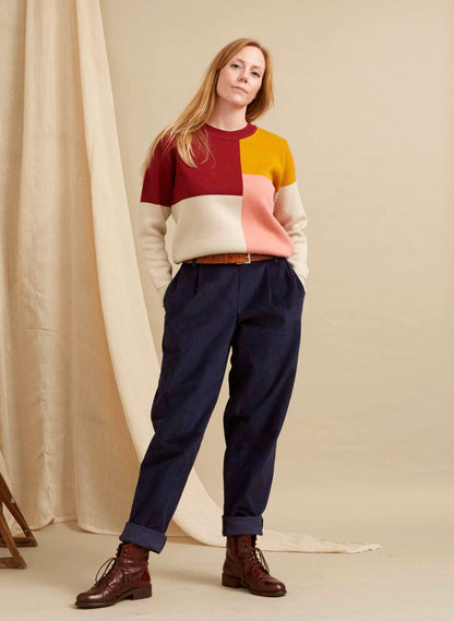 Rosari - Pantaloni Donna Navy a Coste Eleganti Moderni