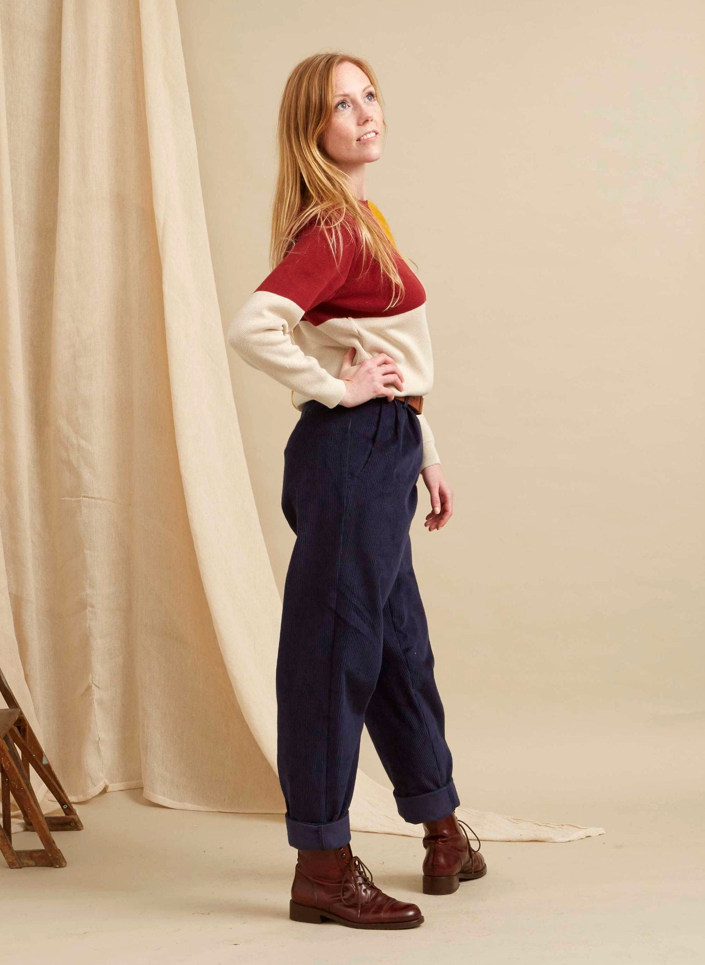 Rosari - Pantaloni Donna Navy a Coste Eleganti Moderni
