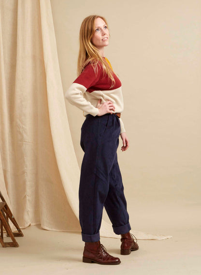 Rosari - Pantaloni Donna Navy a Coste Eleganti Moderni