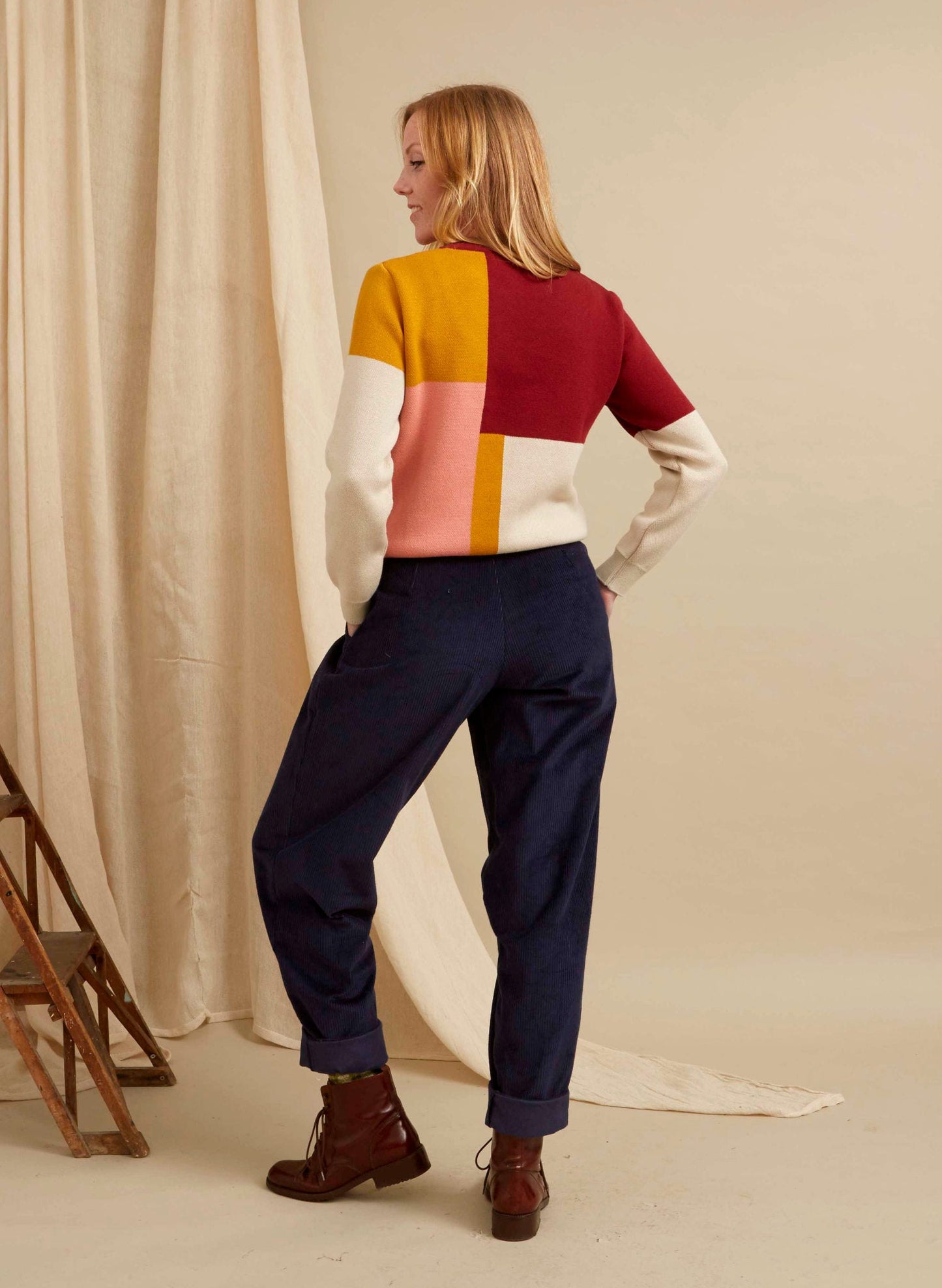 Rosari - Pantaloni Donna Navy a Coste Eleganti Moderni